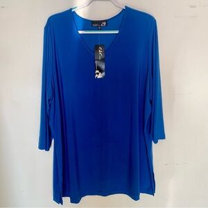 New With tags CSC Studio Blue V Neck 3/4 Sleeve Tunic Top Women’s Size 3X